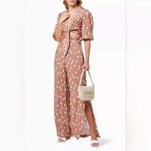 Jonathan Simkhai 2 Piece Pant & Crop Top Set Teak/Cream Polka Dot Size M/XS NEW